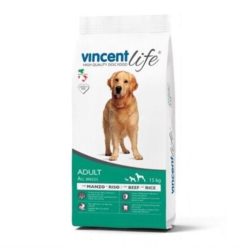 מזון לכלבים וינסנט לייף בקר לכלב בוגר 15 ק"ג